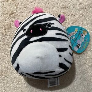 Squishmallows Zebra Plush - White, Black, and Pink